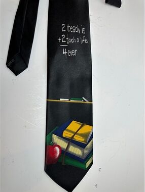 Vintage Ralph Marlin Teacher -Themed Novelty Collectible Black Necktie